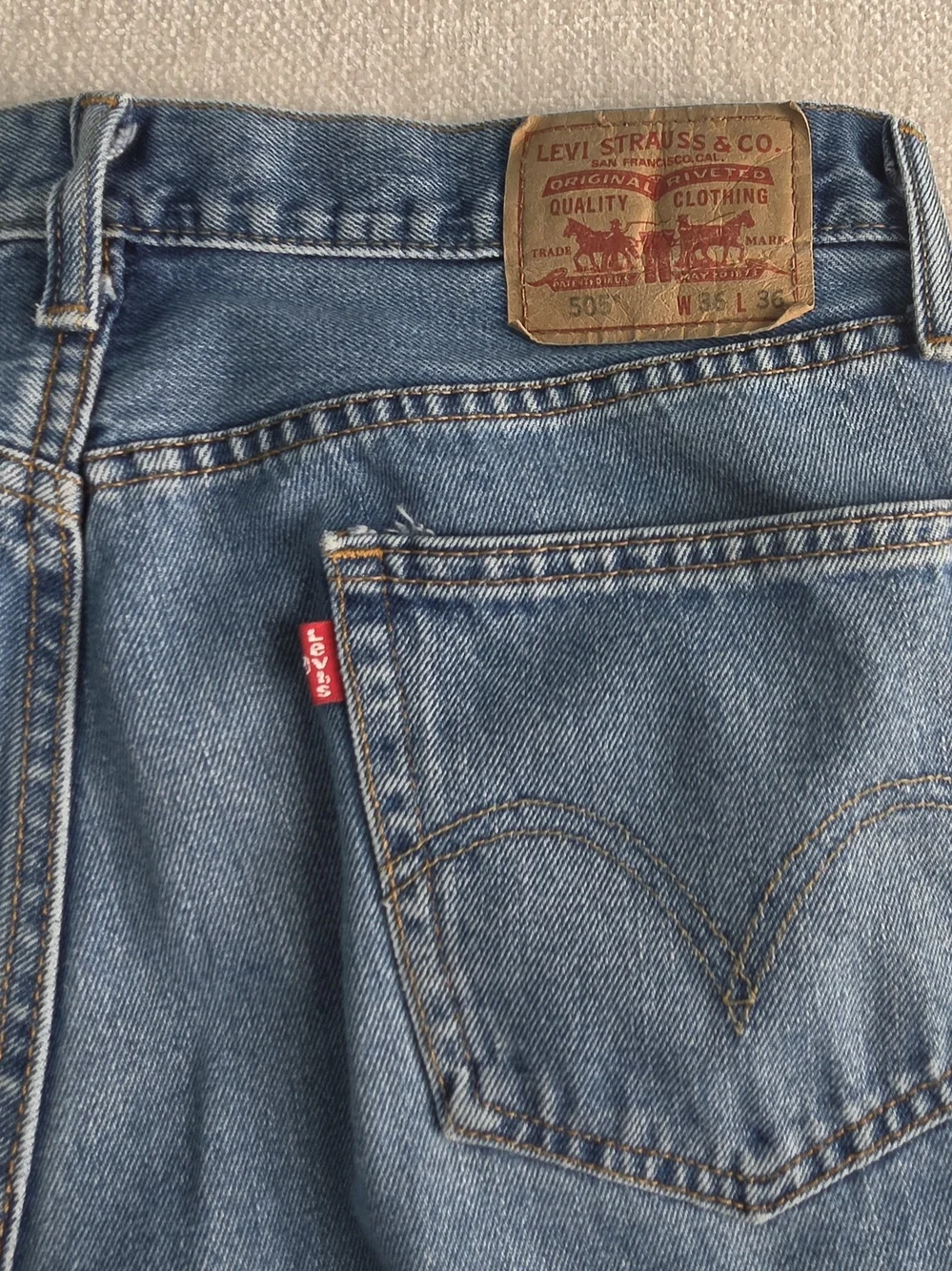 Levi's 505 Straight Fit Jeans Men's 36x36 Medium Wash Blue Denim Cotton. 2010